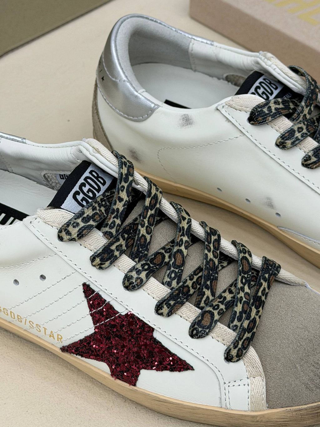 Étoile Rouge Leopar Bağcıklı Sneaker – Bordo Yıldız