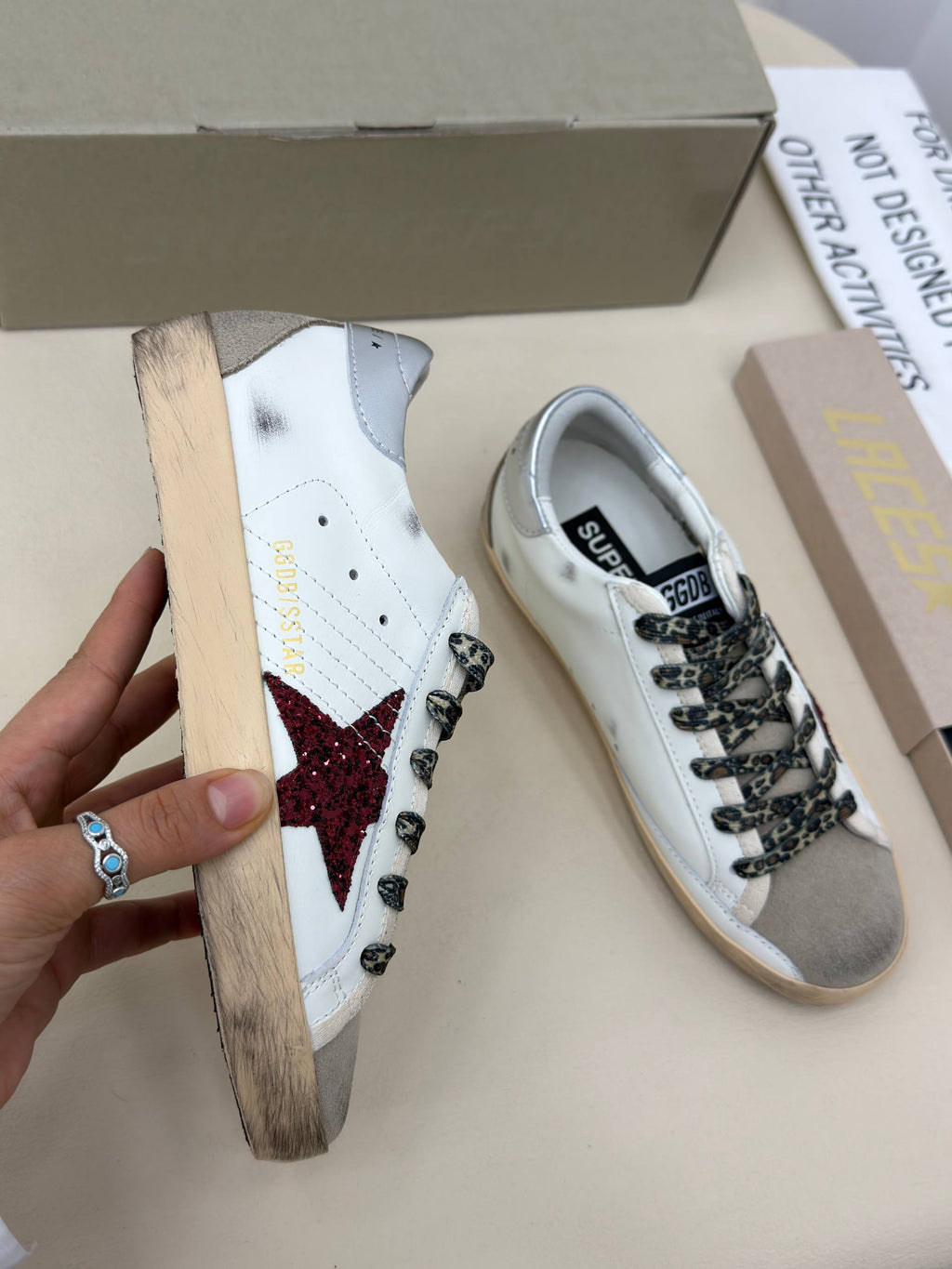 Étoile Rouge Leopar Bağcıklı Sneaker – Bordo Yıldız