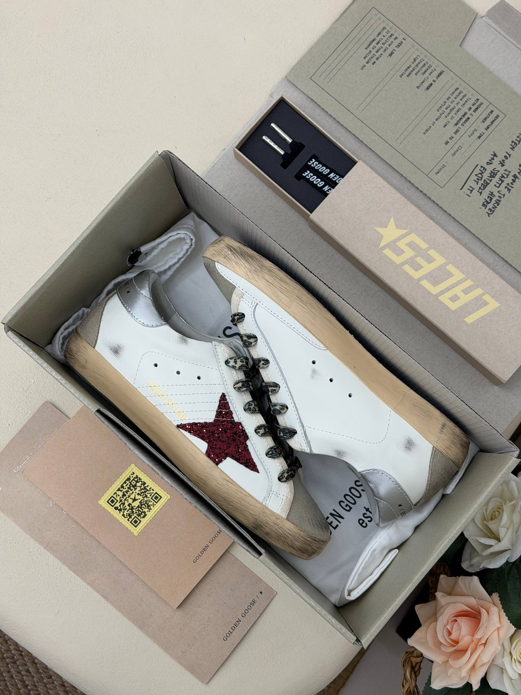 Étoile Rouge Leopar Bağcıklı Sneaker – Bordo Yıldız