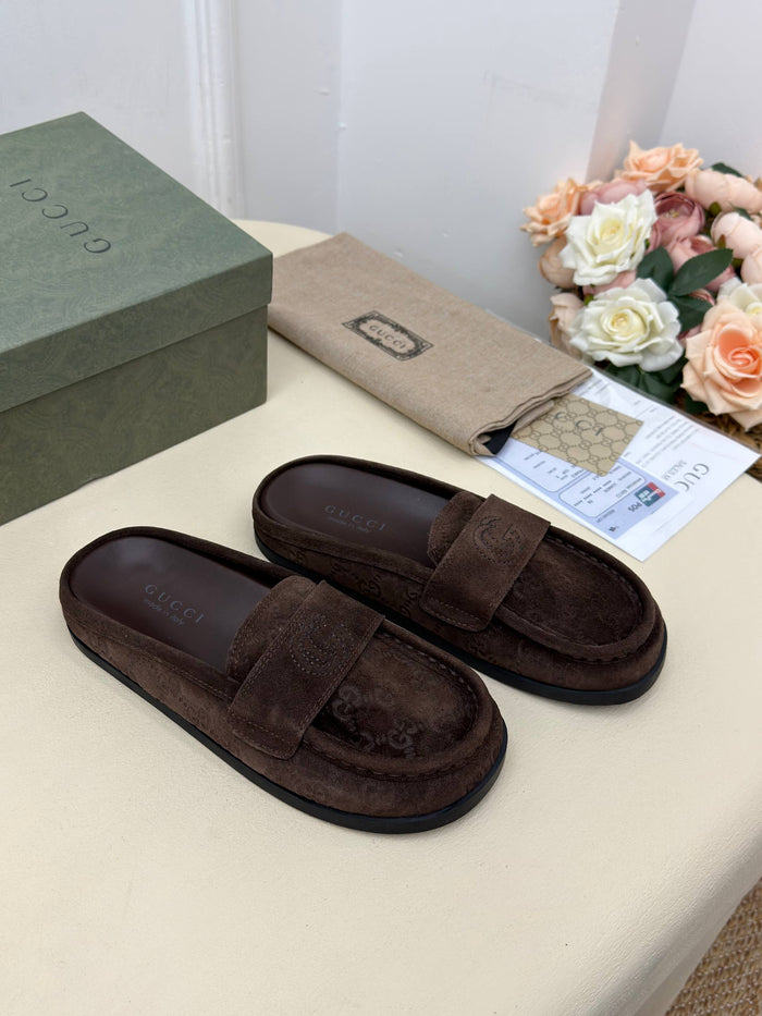 Verona Suède Monogram Loafer Terlik – Bitter Kahve