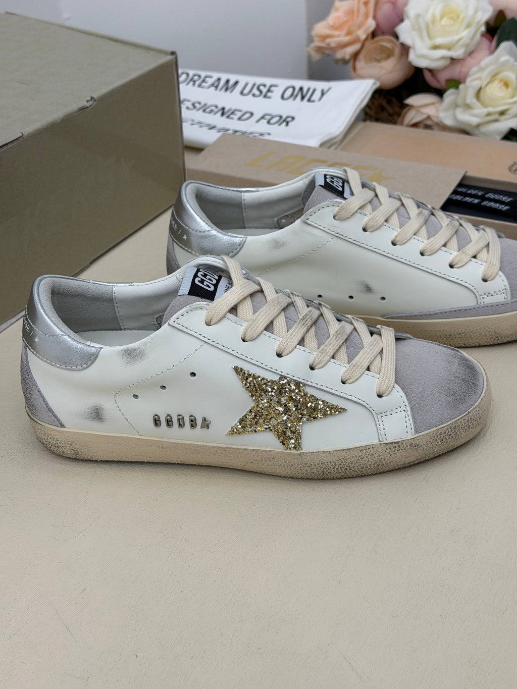 Stella Gold Işıltılı Yıldız Detaylı Sneaker – Beyaz Gümüş