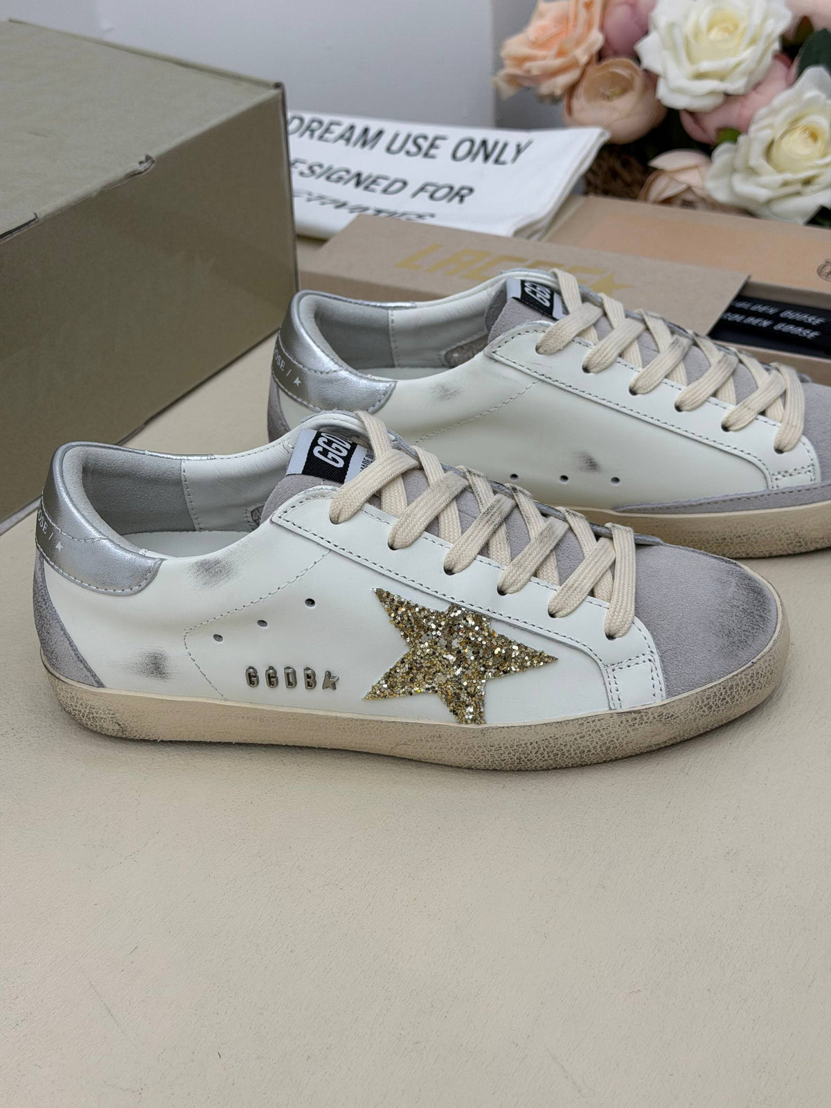 Stella Gold Işıltılı Yıldız Detaylı Sneaker – Beyaz Gümüş