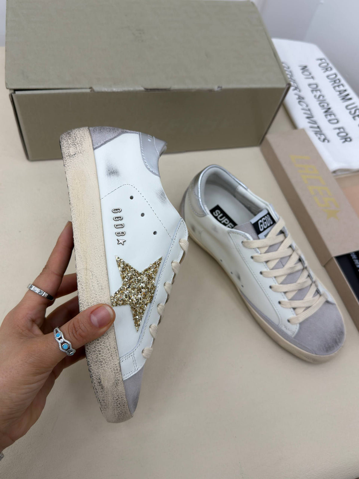 Stella Gold Işıltılı Yıldız Detaylı Sneaker – Beyaz Gümüş
