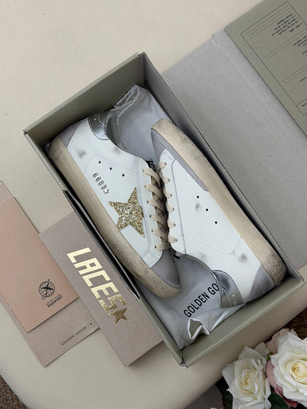 Stella Gold Işıltılı Yıldız Detaylı Sneaker – Beyaz Gümüş