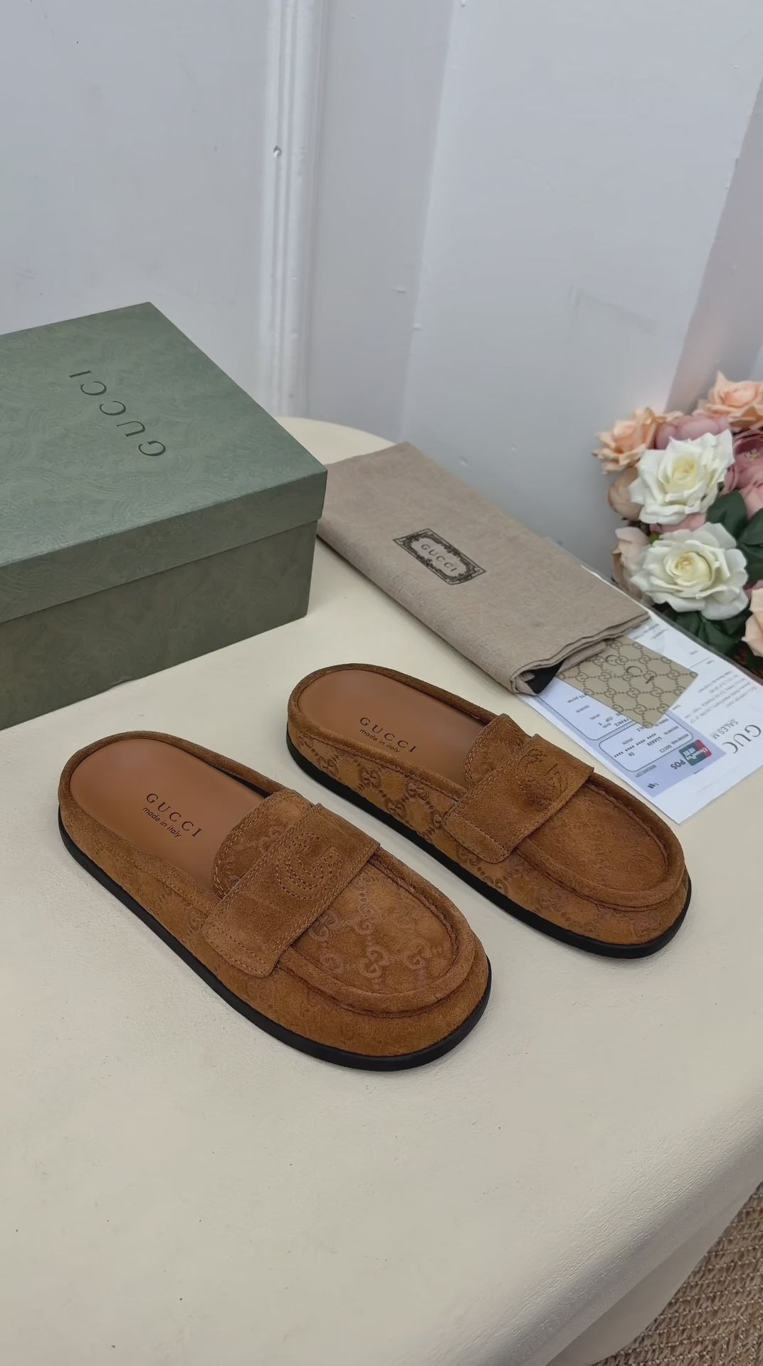 Firenze Suède Monogram Loafer Terlik – Taba