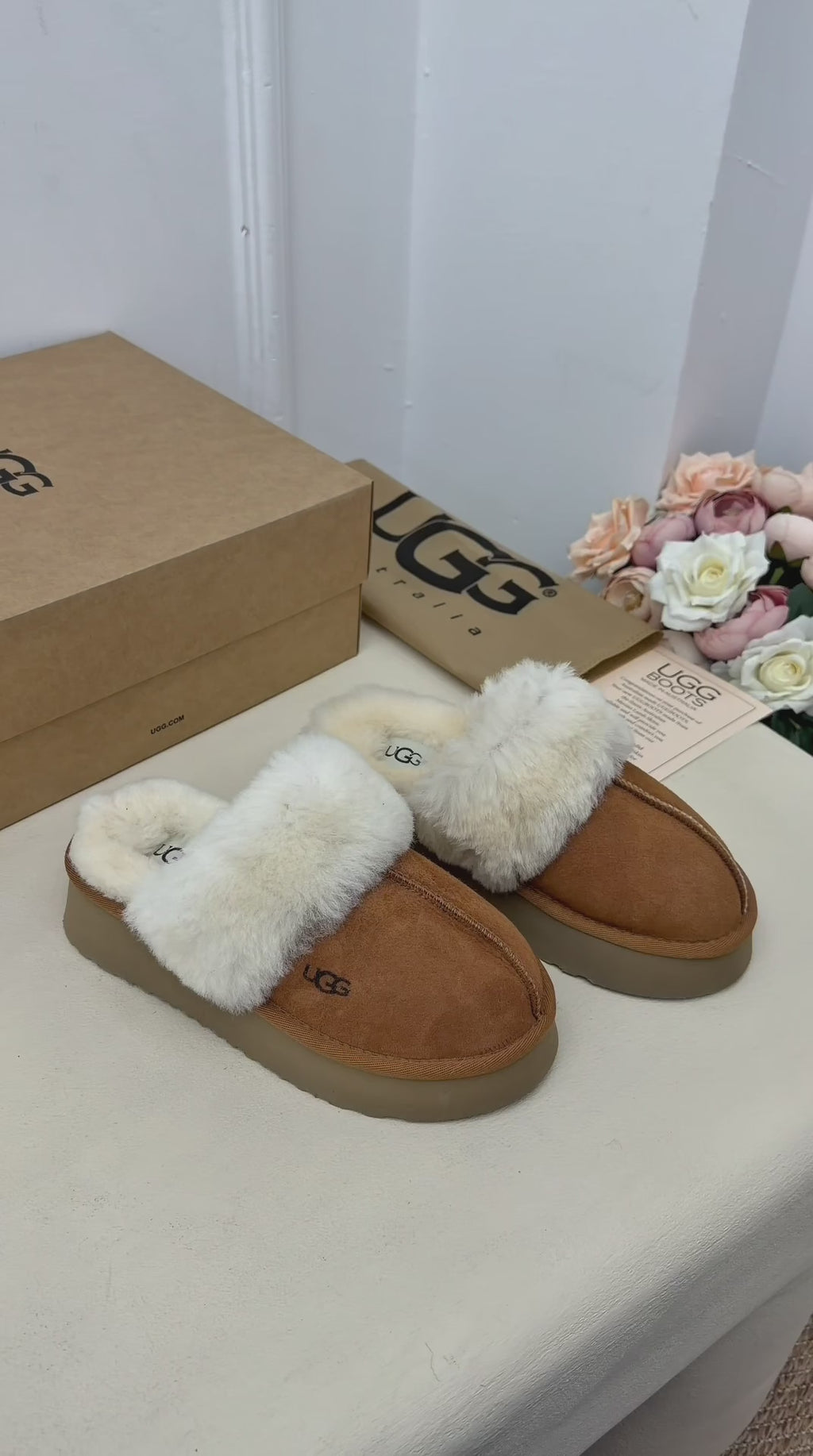 Amélie Fluffy Kürk Detaylı Platform Terlik – Taba & Ekru