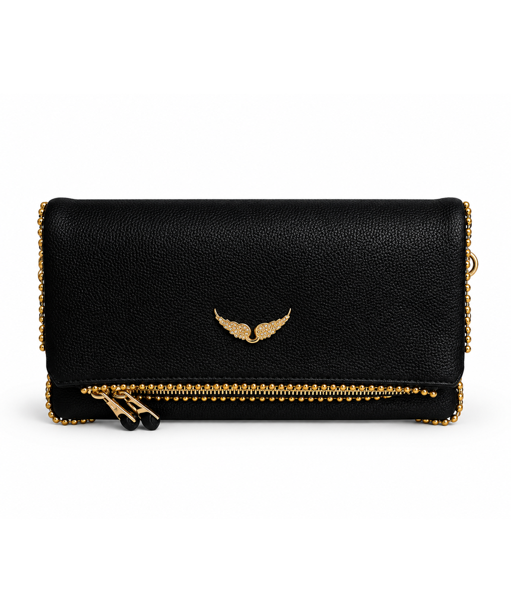 Angel Wings Gold Detaylı Portföy Çanta – Siyah