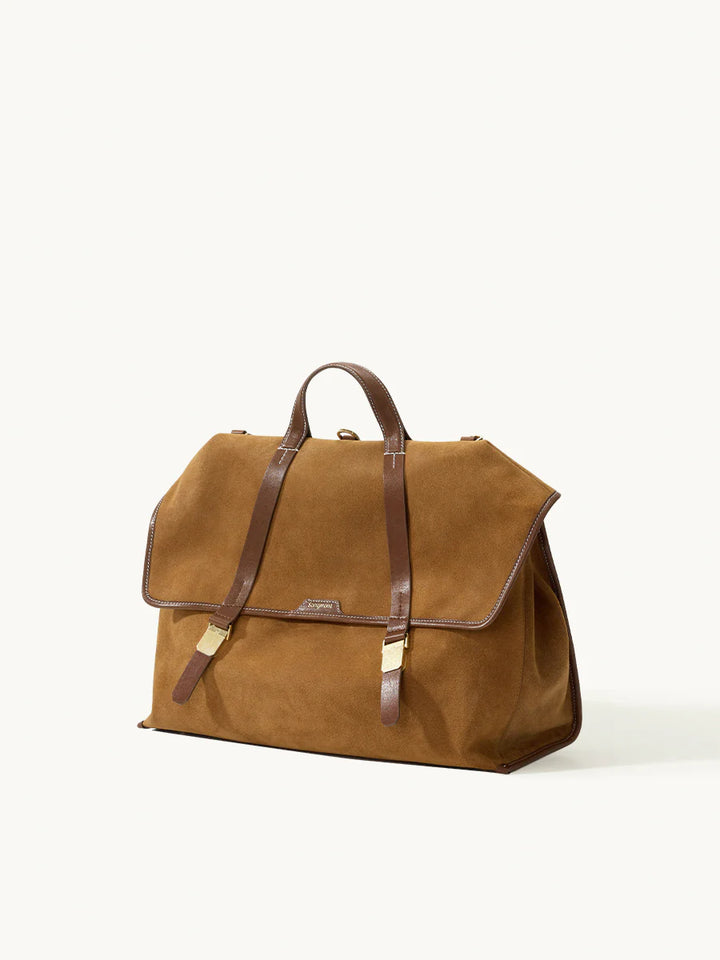 The Large Shan Briefcase - Ochre Suede