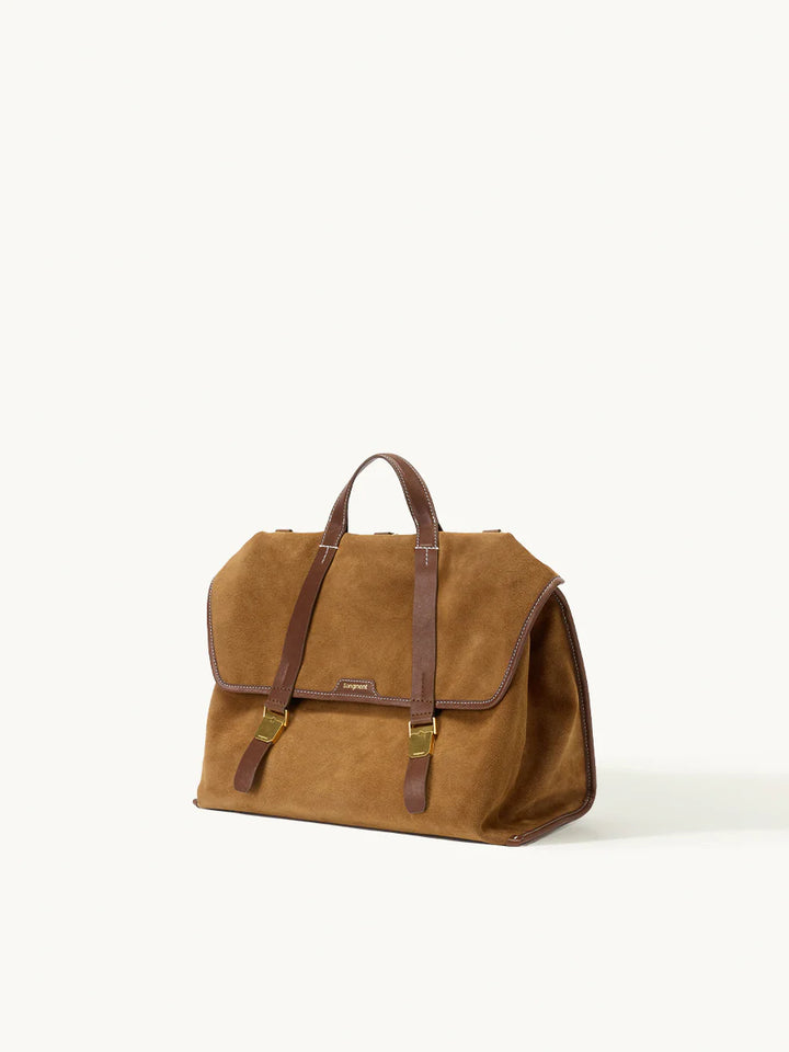 The Small Shan Briefcase - Ochre Suede