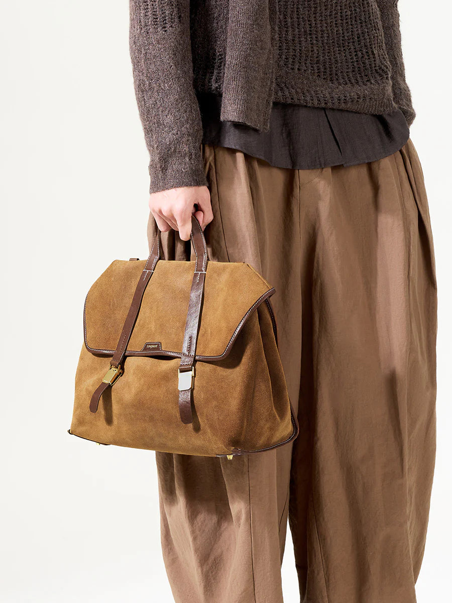 The Small Shan Briefcase - Ochre Suede